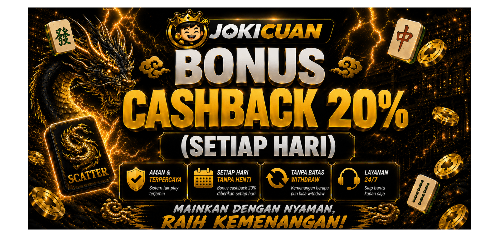 BONUS CASHBACK 20% (SETIAP HARI)